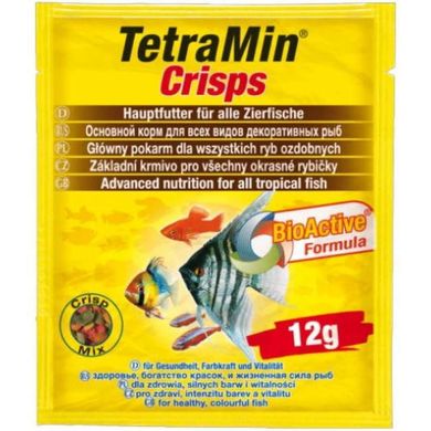 Tetra (Тетра) TetraMin Crisps - Сухой корм для поддержания здоровья и окраса декоративных рыб в чипсах 12 г
