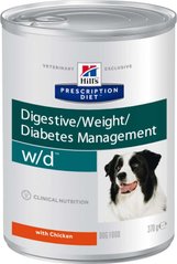 Hill's (Хиллс) Wet PD Canine w/d Diabetes Care (Digestive/Weight/Diabetes Management) - Консервированный корм-диета с курицей для собак при сахарном диабете 370 г