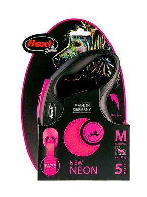 Flexi (Флексі) New Neon - Повідець-рулетка для собак, що світиться в темряві, стрічка XS Жовтий