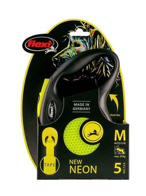 Flexi (Флекси) New Neon - Поводок-рулетка для собак, светящийся в темноте, лента XS Желтый