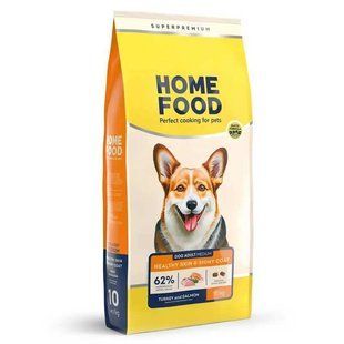 Home Food (Хоум Фуд) Healthy skin and shiny coat Adult Medium - Сухой корм с индейкой и лососем для здоровья кожи и блеска шерсти у собак средних пород, 1,6 кг