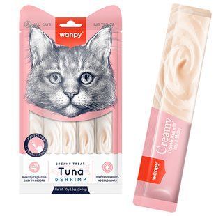 Wanpy (Ванпи) Creamy Lickable Treats Tuna & Shrimp тунец с креветками - жидкое лакомство для котов