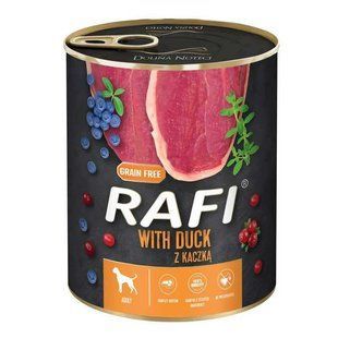 Rafi (Рафі) Dog with Duck - Консервований корм з качкою, лохиною та журавлиною для дорослих собак (паштет), 800 г