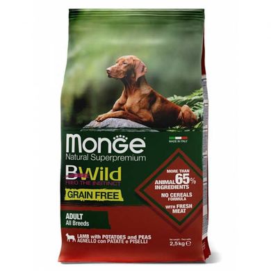Monge (Монж) BWild Grain Free Lamb Adult All Breeds - Беззерновой корм с ягненком для взрослых собак различных пород 2,5 кг