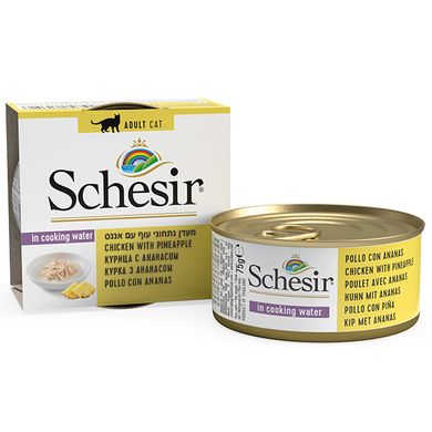Schesir (Шезір) Chicken & Pineapple - Консервований корм з куркою та ананасом для дорослих котів (шматочки в желе) 75 г
