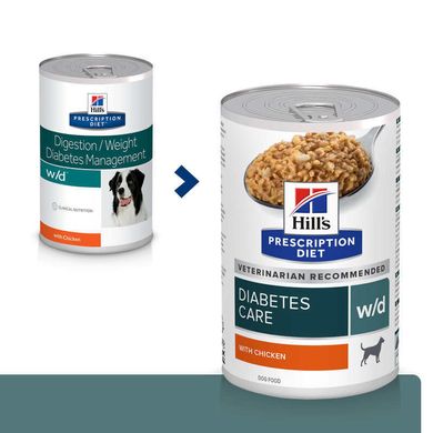 Hill's (Хиллс) Wet PD Canine w/d Diabetes Care (Digestive/Weight/Diabetes Management) - Консервированный корм-диета с курицей для собак при сахарном диабете 370 г