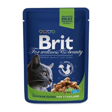 Brit Premium (Брит Премиум) Cat Pouches Chicken Slices for Sterilised - Пауч с курицей для стерилизованных котов 100 г