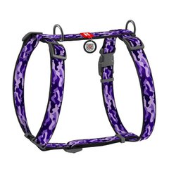 Collar (Коллар) WAUDOG Nylon - Анатомическая H-образная шлея для собак c рисунком "Фиолетовый камо" и QR паспортом L/50-90х60-100 см
