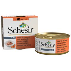 Schesir (Шезир) Tuna & Papaya - Консервированный корм с тунцом и папайей для взрослых котов (кусочки в желе) 75 г