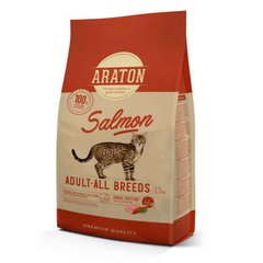 Araton (Аратон) Salmon Adult All Breeds - Сухой корм с лососем и рисом для взрослых котов 1,5 кг