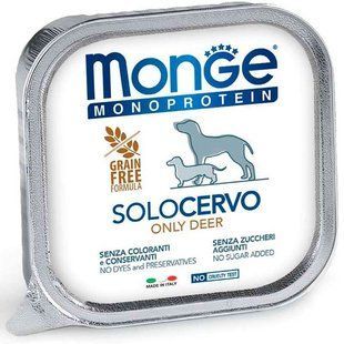 Monge (Монж) Monoprotein Dog Solo Only Deer &ndash; Монопротеиновый паштет с олениной для собак 150 г