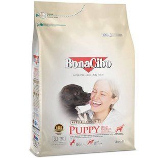 BonaCibo (БонаСібо) Puppy High Energy Chicken & Rice with Anchovy - Сухий корм з м'ясом курки, анчоусами і рисом для активних цуценят всіх порід до 12 місяців, 3 кг
