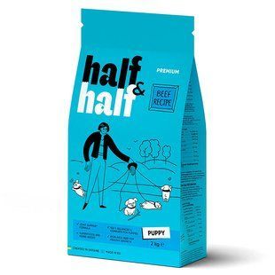 Half&Half (Халф енд Халф) - Сухий корм з яловичиною для цуценят всіх порід, 2 кг