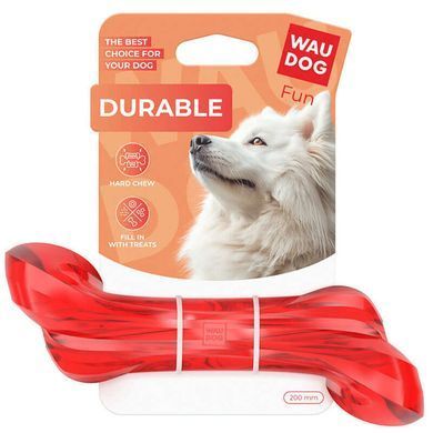 Waudog (ВауДог) by Collar Fun Durable - Игрушка Кость из термопластической резины для собак, Красный, 20х8 см