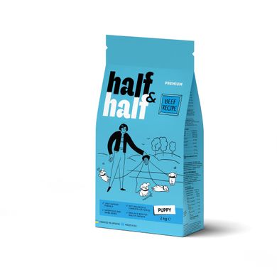 Half&Half (Хаф энд Хаф) сухой корм для щенков всех пород, с говядиной, 2 кг