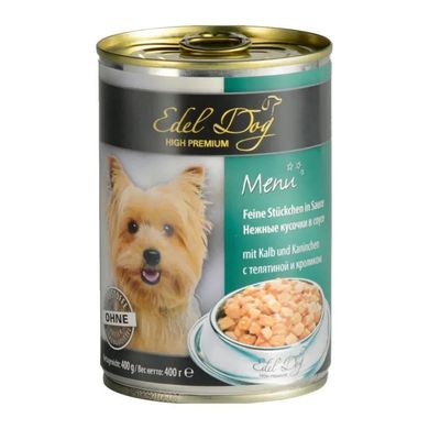 Edel (Едел) Dog Menu - Консервований корм з телятиною та кроликом для собак (шматочки в соусі) 400 г