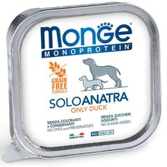 Monge (Монж) Monoprotein Dog Solo Only Duck – Монопротеиновый паштет с уткой для собак 150 г