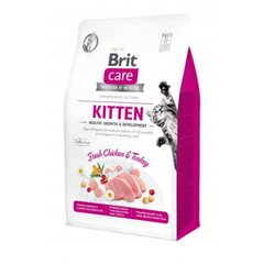Brit Care (Бріт Кеа) Cat Grain-Free Kitten Healthy Growth And Development - Сухий беззерновий корм з індичкою і куркою для кошенят, для здорового росту та розвитку 400 г