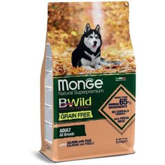 Monge (Монж) BWild Grain Free Salmon & Peas Adult All Breeds - Беззерновой корм c лососем и горохом для взрослых собак всех пород 2,5 кг