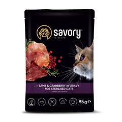 Savory (Сейвори) Lamb&Cranberry in Gravy for Sterilised Cat - Влажный корм с ягненком и клюквой для стерилизованных кошек 85 г