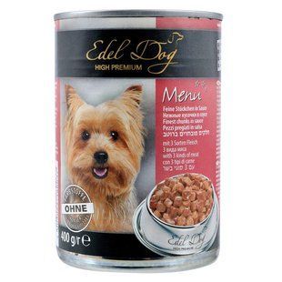 Edel (Едел) Dog Menu - Консервы из 3 видов мяса в соусе для собак 400 г