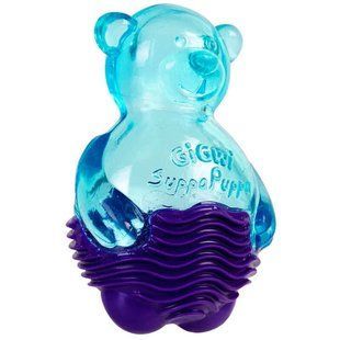 Gigwi (Гігві) Suppa Puppa &ndash; Гумова іграшка Ведмедик з пискавкою для цуценят, Синій / Блакитний, 9 см