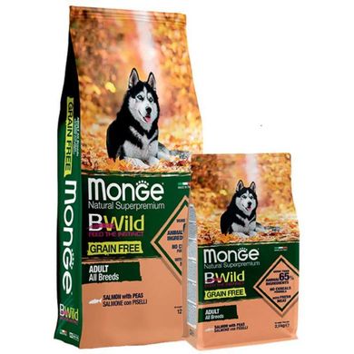 Monge (Монж) BWild Grain Free Salmon & Peas Adult All Breeds - Беззерновой корм c лососем и горохом для взрослых собак всех пород 2,5 кг