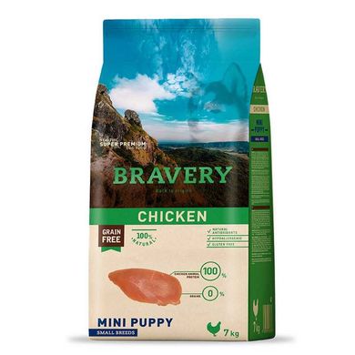 Bravery (Бравері) Chicken Puppy Mini - Сухий беззерновий корм з куркою для цуценят собак малих порід 2 кг