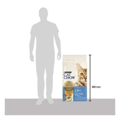 Cat Chow (Кет Чау) 3 in 1 - Сухий корм для котів з формулою потрійної дії, 15 кг