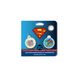 Адресник для собак и котов металлический WAUDOG Smart ID c QR паспортом, рисунок "Полёт Супермена", круг, Д 25 мм, Русско-английский
