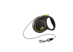 Flexi (Флексі) Black Design XS - Повідець-рулетка для собак карликових і дрібних порід, трос (3 м, до 8 кг) XS Зелений