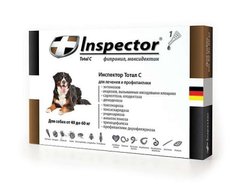 Inspector (Інспектор) Total C - Протипаразитарні краплі на холку для собак від бліх, кліщів і гельмінтів (1 піпетка) менее 4 кг