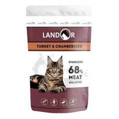Landor (Ландор) Cat Sterilized Turkey & Cranberries - Влажный корм с индейкой и клюквой для стерилизованных котов 85 г