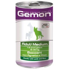 Gemon (Джемон) Dog Medium Adult Chunks with Lamb&Rice - Влажный корм с ягнёнком и рисом для взрослых собак средних пород (кусочки в желе) 1,25 кг