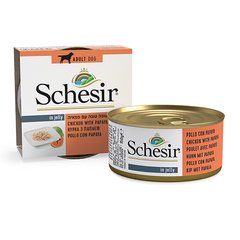 Schesir (Шезір) Chicken & Papaya - Консервований корм з куркою і папаєю для дорослих собак (шматочки в желе) 150 г