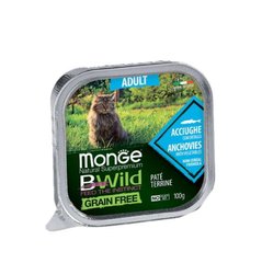 Monge (Монж) BWild Grain Free Wet Anchovies Adult Cat - Консервований беззерновий корм із анчоусів для дорослих котів (паштет) 100 г