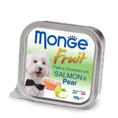 Monge (Монж) DOG FRUIT - Нежный паштет с лососем и кусочками груши для собак 100 г