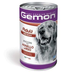 Gemon (Джемон) Dog Medium Adult Chunks with Lamb&Rice - Влажный корм с ягнёнком и рисом для взрослых собак средних пород (кусочки в желе) 1,25 кг