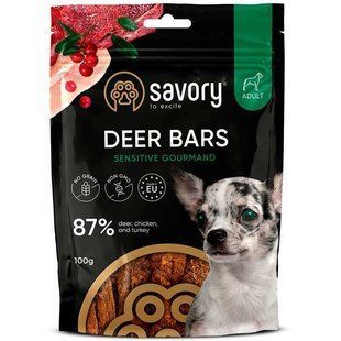 Savory (Cейворi) Bars With Venison - Джерки батончики з олениною для собак, 100 г