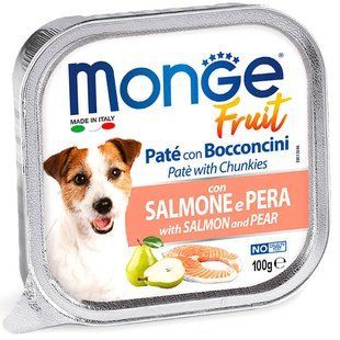 Monge (Монж) DOG FRUIT - Ніжний паштет з лососем і шматочками груші для собак 100 г