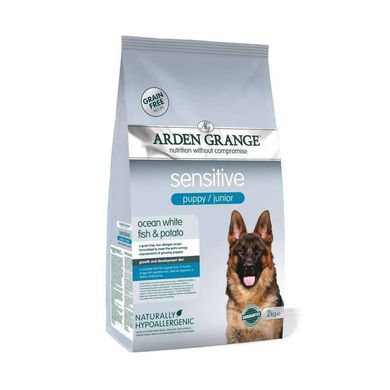 Arden Grange (Арден Грандж) Puppy/Junior Sensitive - Сухой корм с океанической белой рыбой и картофелем для щенков с чувствительным пищеварением 2 кг