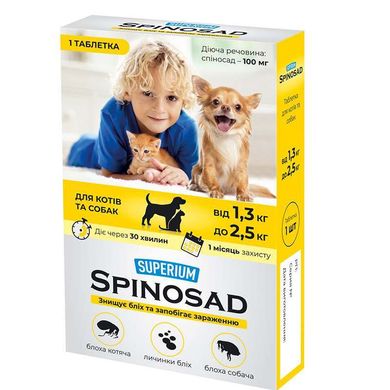 Collar (Коллар) Superium Spinosad - Протипаразитарні таблетки Спіносад від бліх та інших паразитів для собак й котів 1,3-2,5 кг