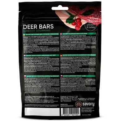 Savory (Cейвори) Bars With Venison - Джерки батончики с олениной для собак, 100 г