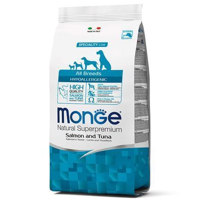 Monge (Монж) Natural Superpremium All Breeds Adult Hypoallergenic - Сухой корм для взрослых собак-аллергиков всех пород с лососем и тунцом 2,5 кг