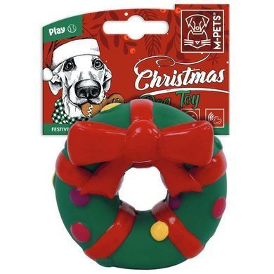 M-Pets (М-Петс) Christmas Dog Toy Festive Wreath - Різдвяна іграшка Святковий вінок для собак, 9х9х5 см