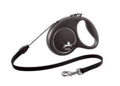 Flexi (Флекси) Black Design M - Поводок-рулетка для собак средних пород, трос (5 м, до 25 кг) M Серебряный