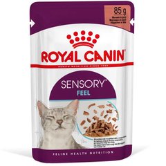 Royal Canin (Роял Канін) Sensory Feel in Gravy – Вологий корм з м'ясом та рибою для дорослих котів, що стимулює дотикові рецептори ротової порожнини (шматочки в соусі) 85 г