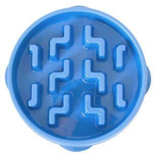 Outward Hound (Аутвард Хаунд) Fun Feeder Slo-Bowl Tetris - Нескользящая миска-лабиринт Тетрис для медленного кормления собак, Голубой, L