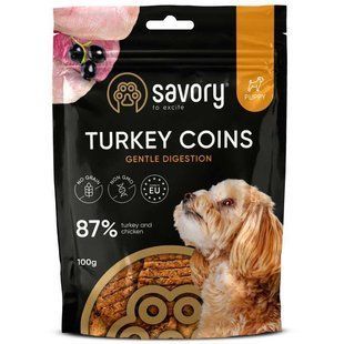 Savory (Cейворi) Puppy Coins With Turkey - Джерки монетки з індичкою для цуценят, 100 г