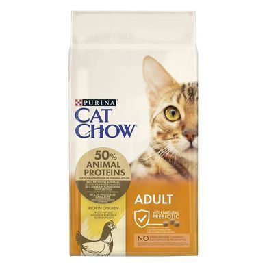 Cat Chow (Кэт Чау) Adult - Сухой полнорационный корм с курицей для взрослых кошек, 15 кг
